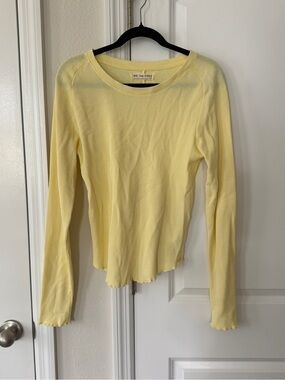 We The Free Yellow waffle Long-Sleeve Top